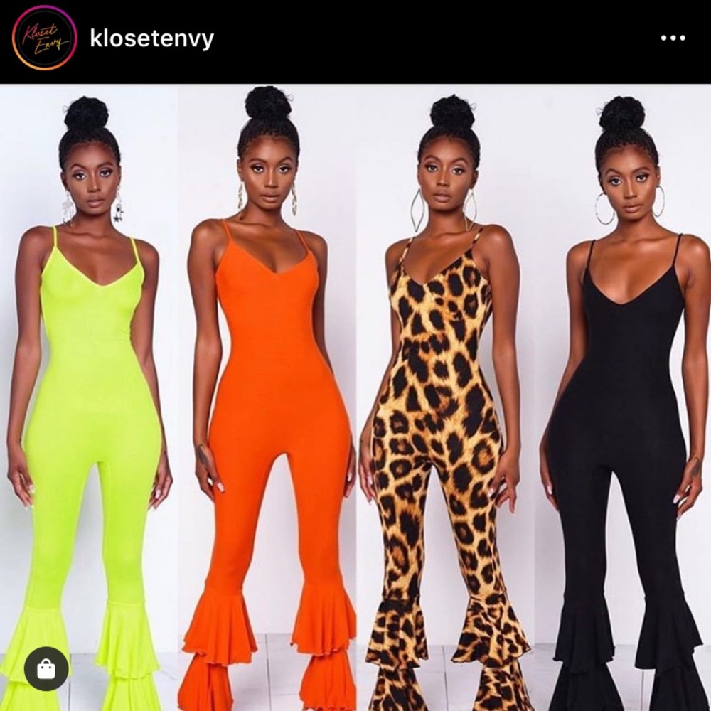 Orange Ruffle Leg Jumpsuit - Picture 3 of 3